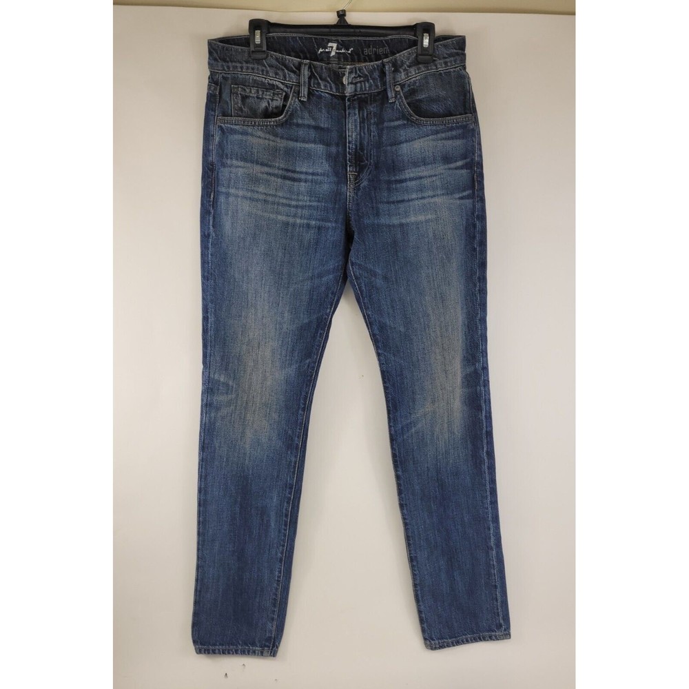 7 For All Mankind Adrien Mens Denim 2 Tone Blue Denim Jeans W33 L32